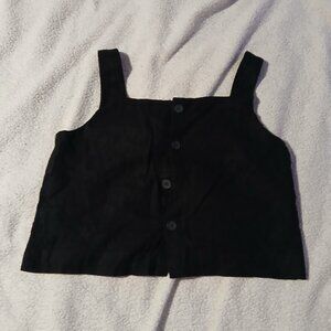 GAP Women's Black Linen Blend Cropped Tank Top SZ XS